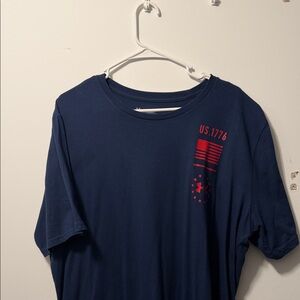 Under Armour Men's Dark Blue Tee with Red Graphic